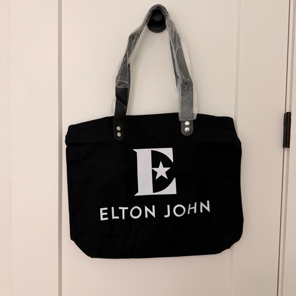 NWT Elton John Tote Bag Farewell Yellow Brick Road Tour Canvas Black